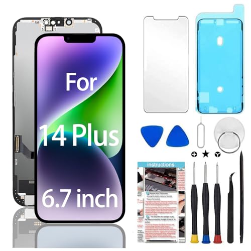 for iPhone 14 Plus Screen Replacement 6.7 inch (Model A2886 A2632 A2885 A2888 A2887) 3D Touch LCD Display Digitizer Assembly with Repair Tools