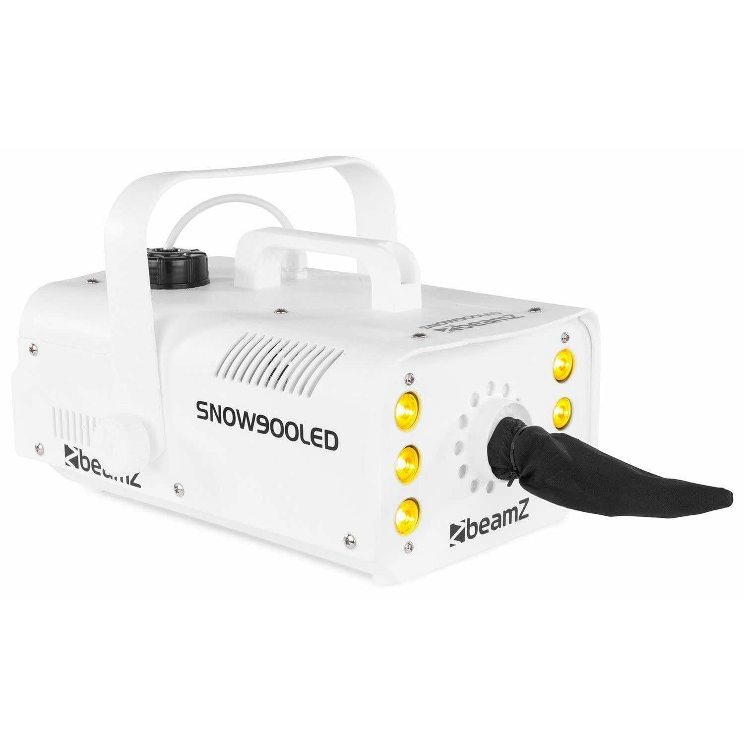 beamZ Snow 900 LED Schneemaschine Schneekanone Effektmaschine (900 Watt, farbig, RGW LEDs, 1 Liter Tank, Fernbedienung, Tragebügel) weiß