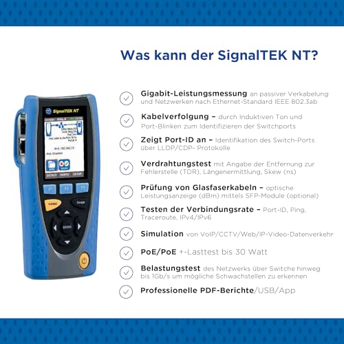 TREND Networks | R156005 | SignalTEK NT | Touchscreen Copper & Fibre Network Transmission & Bandwidth Tester Kit | Troubleshoot Data Cabling & Ethernet Network Issues