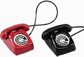 EatingBiting 2pcs 112 1/12 Scale Miniature mini House Decoration Set Figurines Vintage Retro Micrphone Phones Figurines Ornaments Miniature Telephone Accessories
