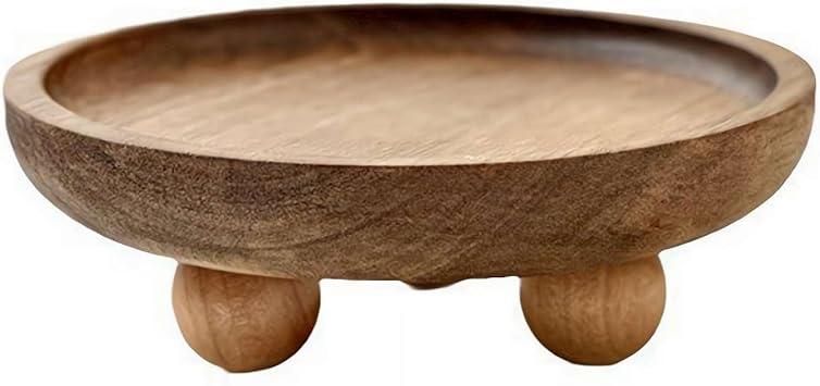 Wooden Riser for Display, 7 Inch Wood Pedestal Stand for Farmhouse Tabletop Entry Table Centerpieces Decor, Decorative Tray for Candles Plants Bottles Vases Soap Dispenser