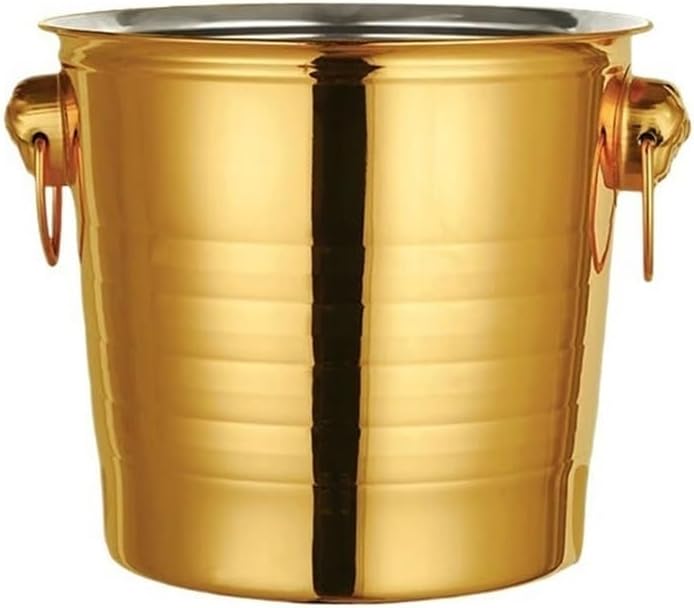 Ice Bucket Thickened Stainless Steel Ice Bucket Bar Champagne Chilled Beer Wine for Cubes Champagne Bucket(Gold,Large)
