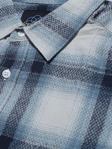 Image of StitchX Men's Full Sleeve Brushed Cotton Checkered Smart Collar Cotton Shirt