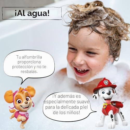 Miniatura 5 de Paw Patrol Alfombrilla De Baño Antideslizante Para Niños, Antimoho, Antibacteriana, Con Ventosas, Ganchos Y Agujeros De Drenaje, 100 X 40 Cm