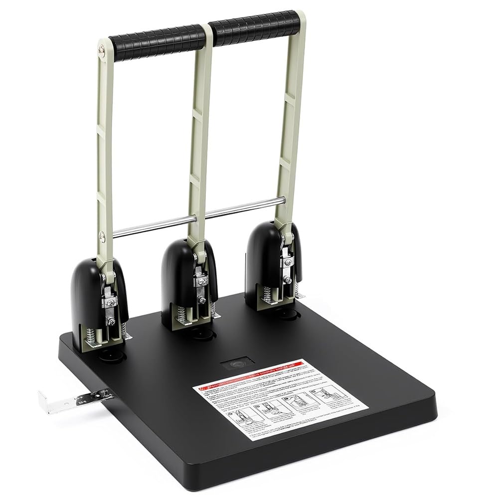 Taglierina Sostituibile, Punch Professionale A 3 Fori, Capacità di 150 Fogli, Manico Ergonomico, Vassoio Grande