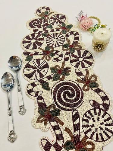 Image of Made For You Beautiful Craftsmanship Beaded Table Mat Runner (Size-13x36 Inch, Multicolor, Rectangular)Center Table Runner |Dining Table Runner|Kitchen Runner|Birthday Parties, Wedding & Event Dinners