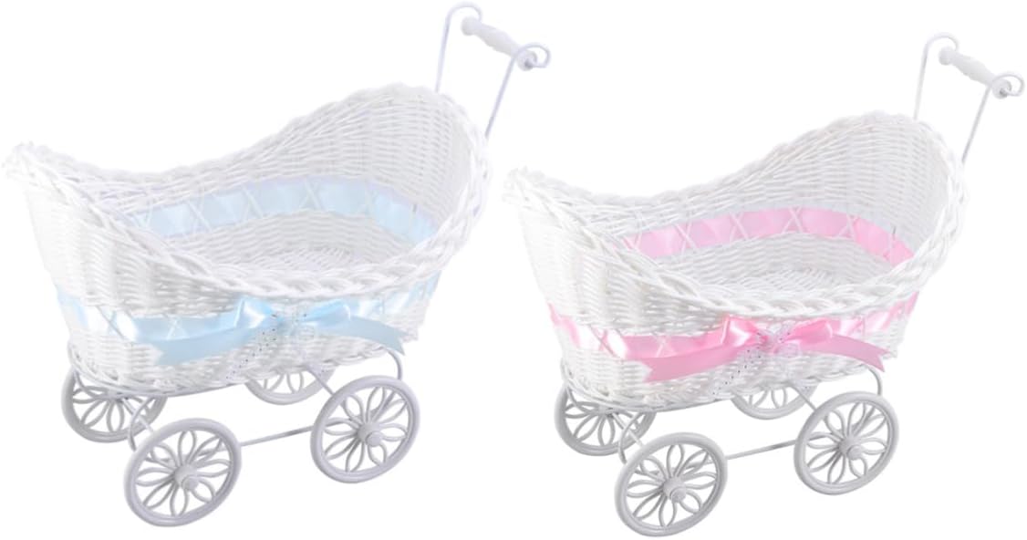 1Pc Tricycle Flower Basket Decorative Knitted Stroller Ornament for Wedding Shower Birthday Party Unique present for Home and Outdoor Use