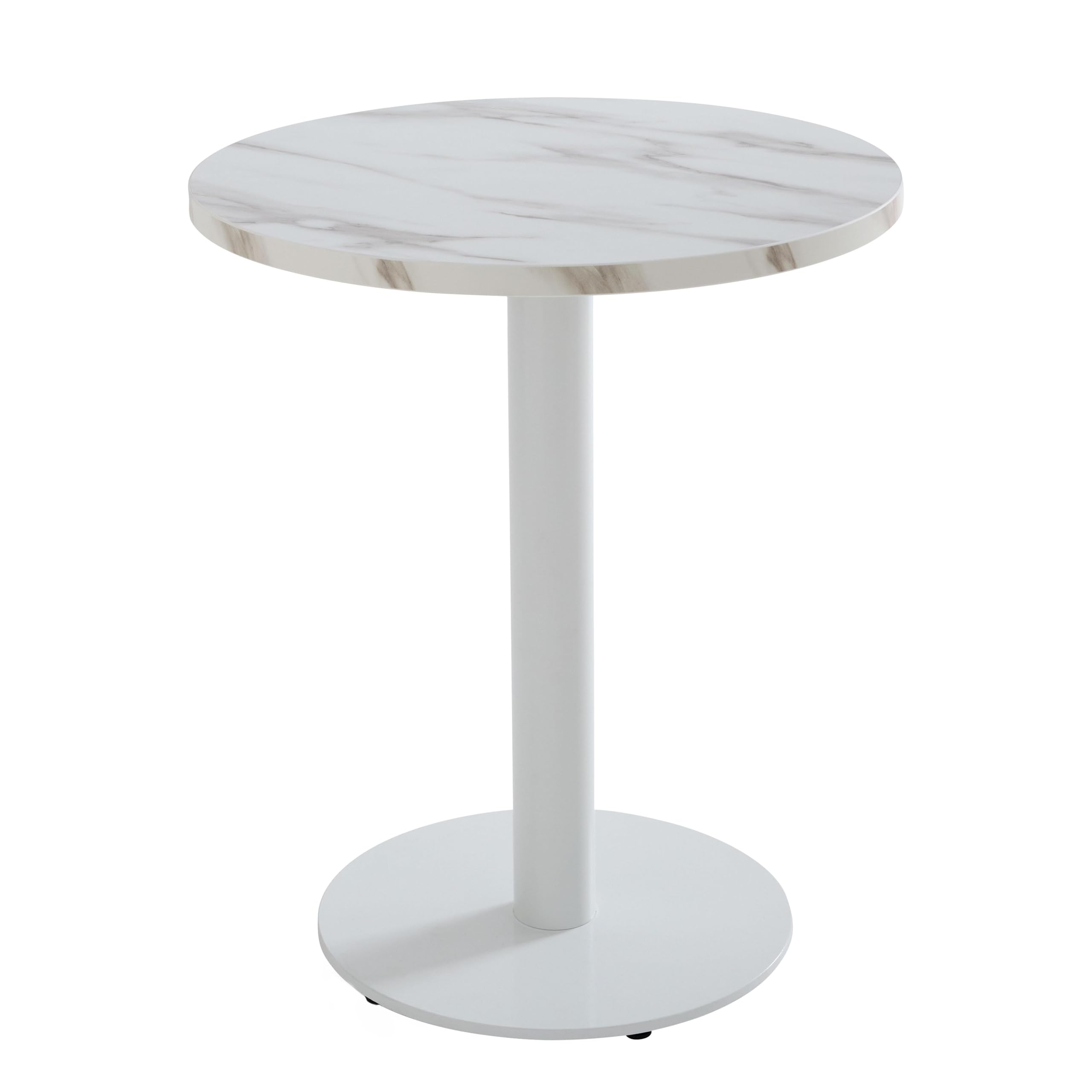 Oviala Plateau de Table Rond en mélaminé 60 cm marbre Blanc