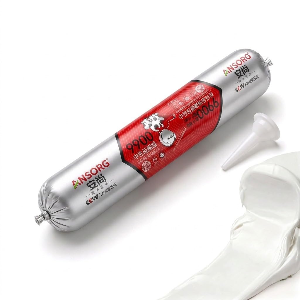 9900 Professional Grade Waterproof Caulk (750g Sausage Tube) – UV Resistant & Stretchable Sealant for RV Roofs, Metal Sheds & Glass Canopies – Fast Curing, Low Odor – Requires Soft-Tube Gun(White)