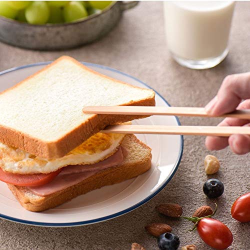Small Bamboo Toaster Tongs: 100% Natural 8.3” Wood Mini Appetizer Tongs| Eco-Friendly, Space Saving Modern Kitchen Accessory for Home Restaurant | Set of 4