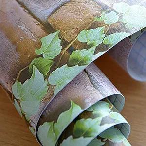 wolpin 3D Bricks and Vine Wallpaper (45 x 500 cm, Vine Brown)