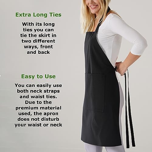 Toshe Kitchen Apron Waterdrop Resistant Cotton Apron With Adjustable Aprons For Women With Pockets 10 Color Option Cooking Blue Apron thumb #5
