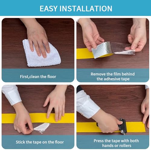Image of Aluminum Foil Anti Slip Tape 6 inch x30FT Yellow Heavy Duty Aluminum Tape for Stairs Grip, Outdoor & Indoor Safety, Waterproof Non-Slip Traction Tape for Steps, Bathroom, Pool, Walkways