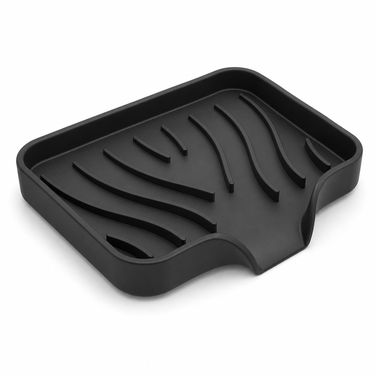 Jadufhu Black Soap Dish Silicone Self-Draining Non-Slip Holder For Bathroom Kitchen