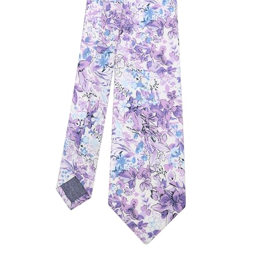 Image of Cotton Floral Ties for Men 2.76 inch Men's Skinny Tie Linen Flower Printed Neck Tie for Wedding Dating Party