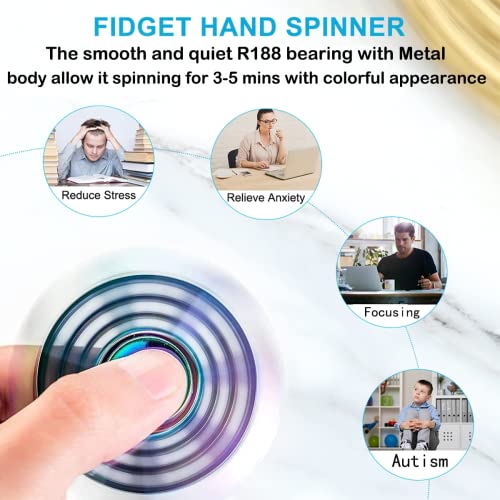 Image of Metal Fidget Spinner Toy for Kids Adults, Idea Anxiety Decompression Fidget Toy Set for Relief, Classroom Prizes for Boy Girl Teen, Rainbow Finger Spin Pack for Birthday Party(3PCS)
