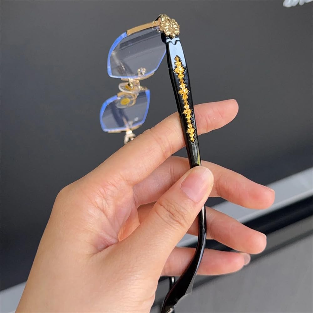 Damskie okulary w stylu retro Y2K, bezramkowe, odpowiednie dla dziewczynek, okulary do pracy przy komputerze z blokiem n