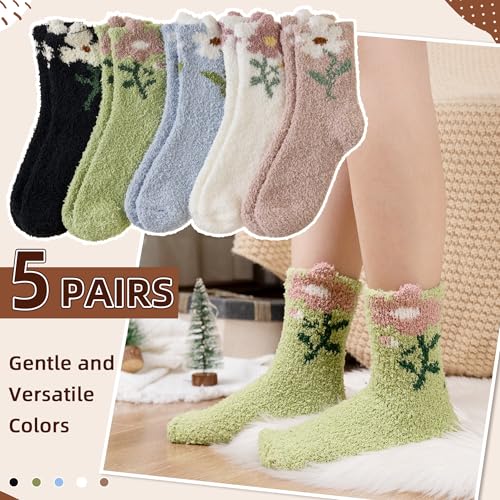 Image of Velice Womens Fuzzy Socks Soft Cozy Fluffy Slipper Winter Thick Warm Plush Sleeping Christmas Socks