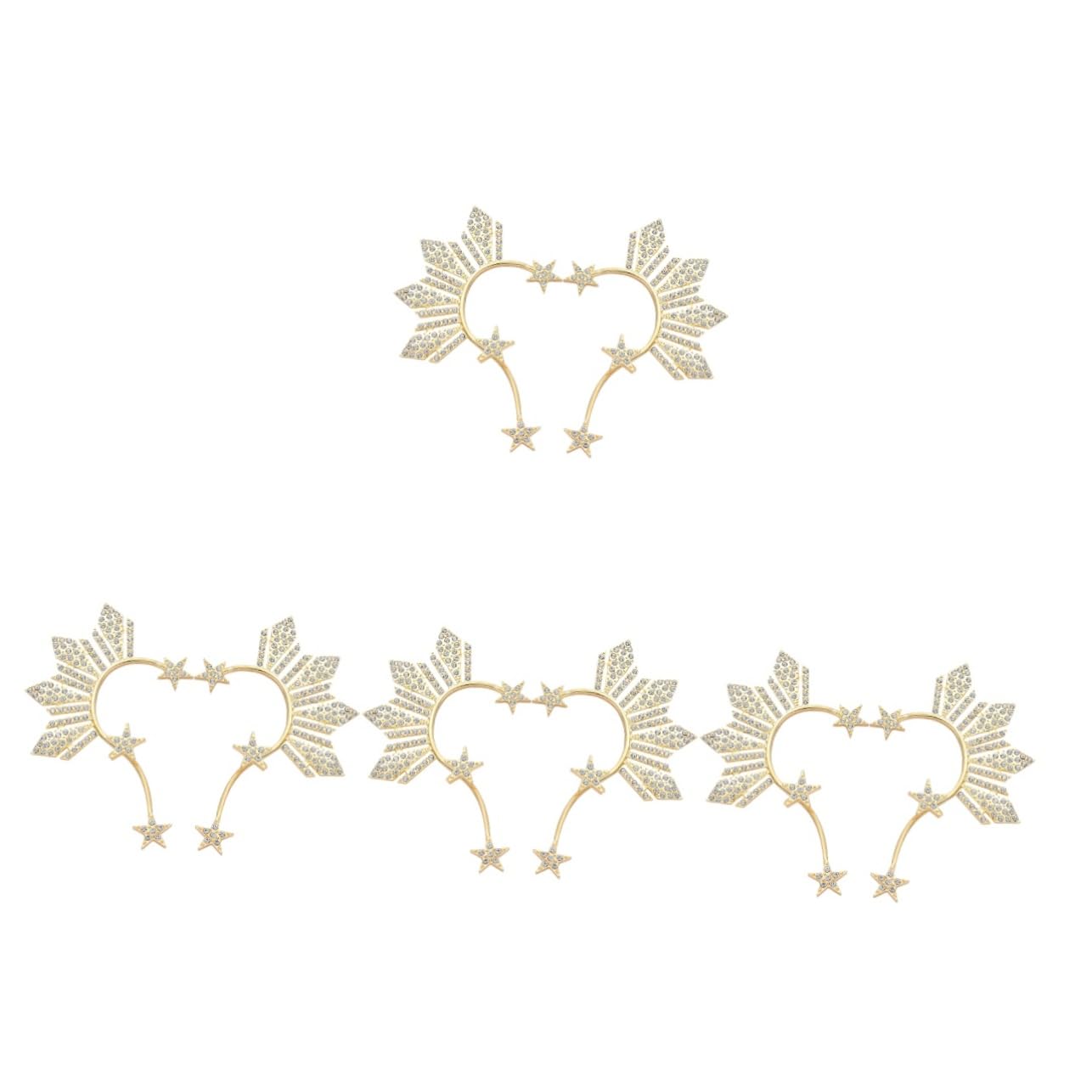 4pares Pendientes De Para Mujeres Pendientes De Orejeras De De Rhinestone Elegantes