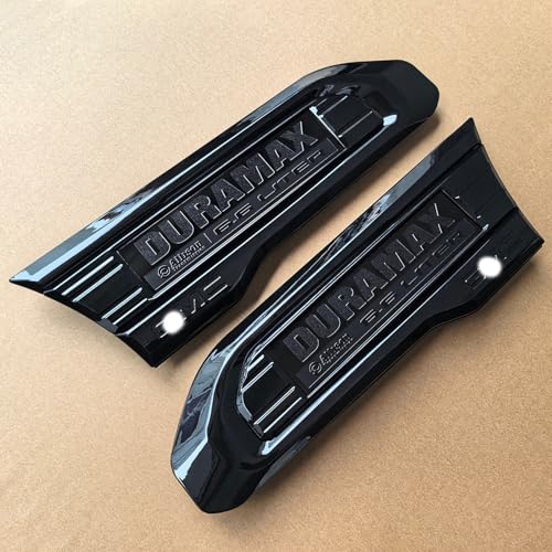 Image of 2pack OEM 2020-2023 Duramax 6.6L Liter Allison Diesel Vent Emblem Right Left 3D Nameplate Badge Replacement for Sierra 2500HD 3500HD 84586287 84586288 (Gloss Black)