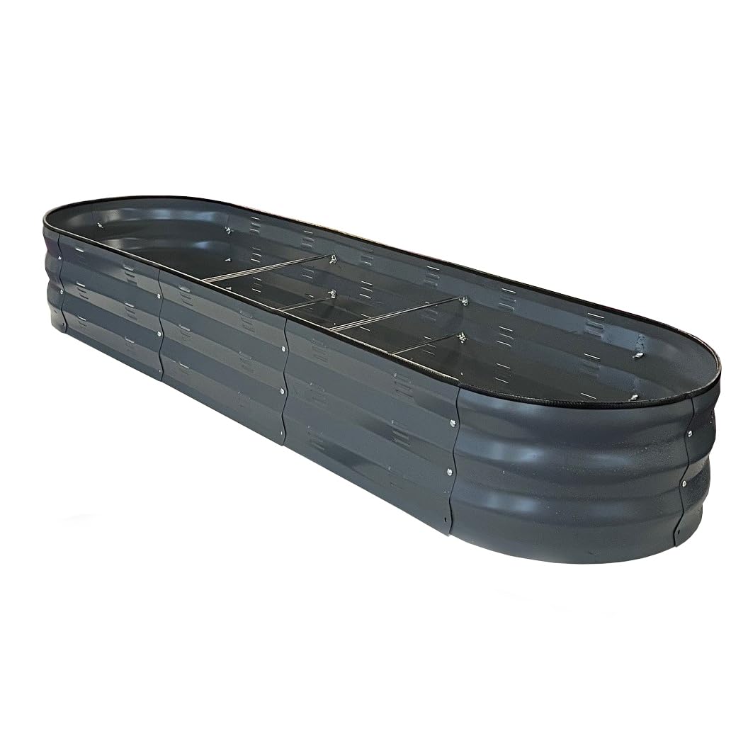 Selections Grey Large Metal Oval Raised Vegetable Bed Garden Planter In Dark