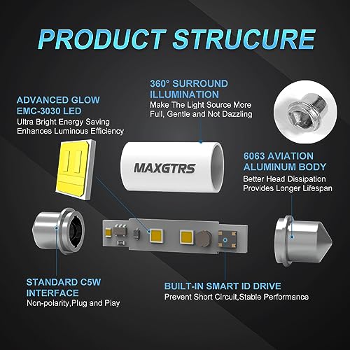 Lámpara LED MAXGTRS 39MM C5W C10W 5730 para Auto miniatura 5