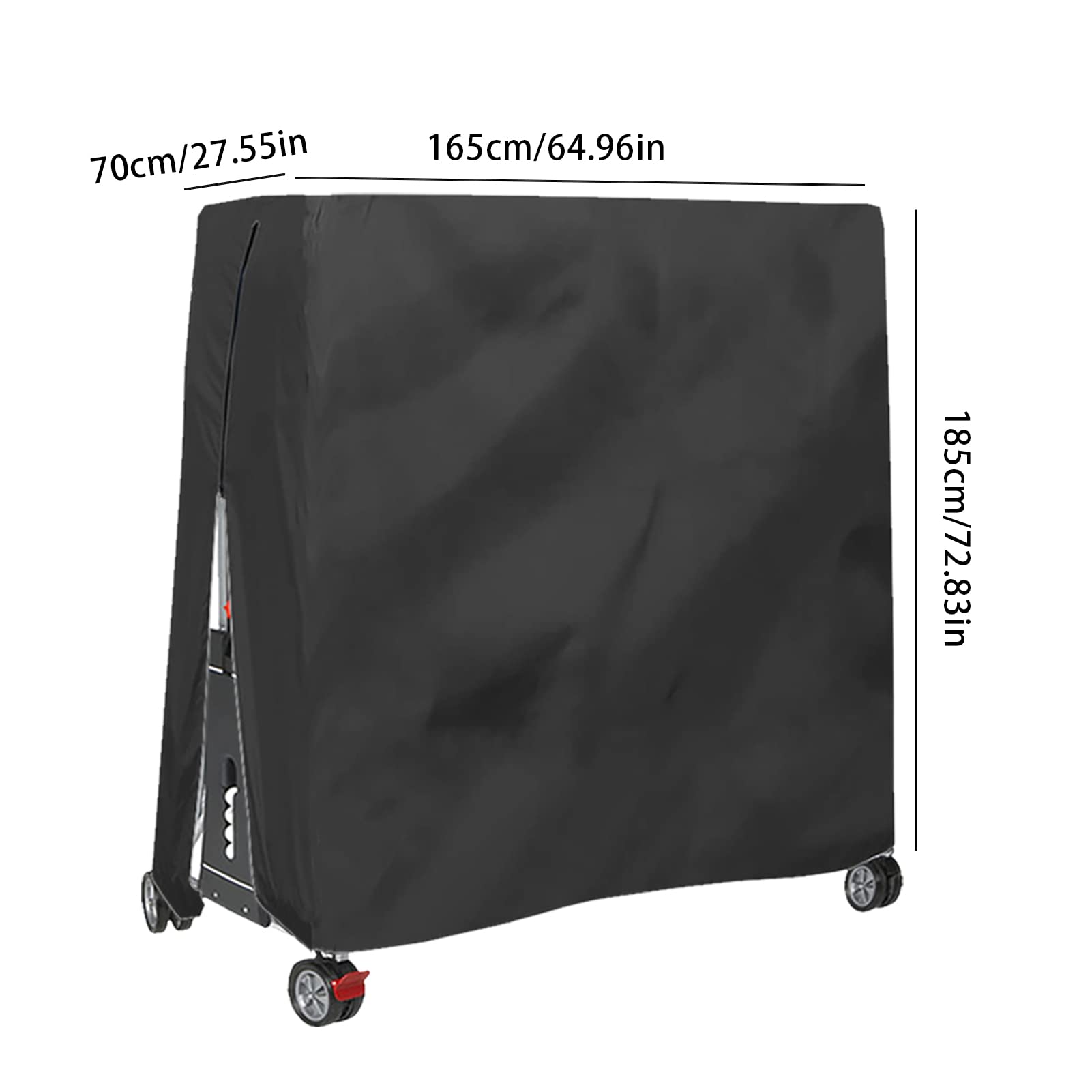 Copertura per tavolo da tennis e ping pong con cerniera e coulisse, 420D Oxford resistente impermeabile per interni ed esterni (185 x 165 x 70 cm) (nero)