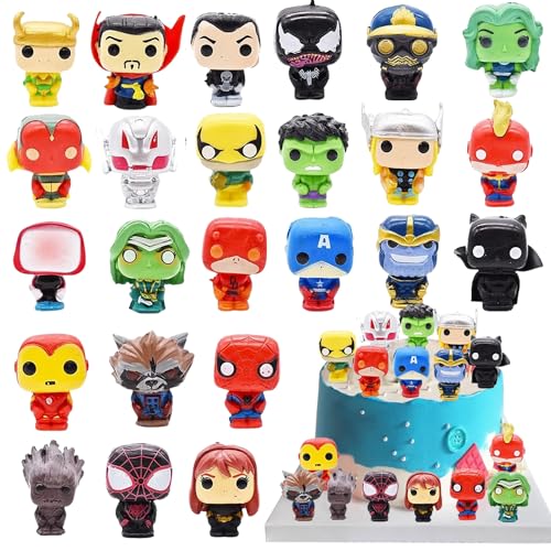 Avengers Mini Figurine, 24 Pezzi Supereroe Mini Figurine, Mini Supereroi Cake Topper, Supereroi Cartoni Torta Decorazioni, Avengers Figure Giocattolo, per Feste di Compleanno Bambini