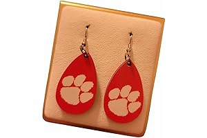 Personalized Clemson Orange Teardrop Wooden Earrings