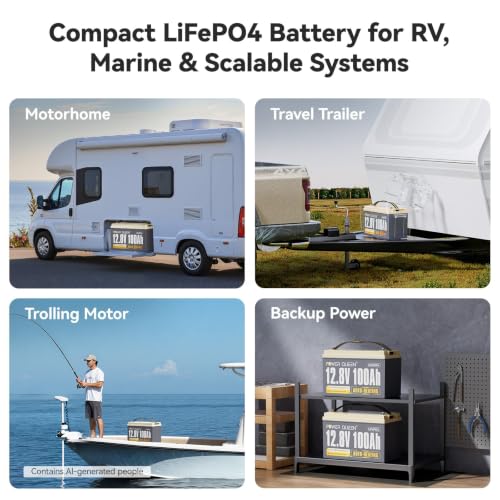 Image of Power Queen 12V 100Ah Self Heating Lithium Battery, Built-in 100A BMS, Low Temp Protection, Charging -4F /-20C, LiFePO4 Battery Up to 15000+ Cycles for RV, Off-Grid System, Trolling Motor