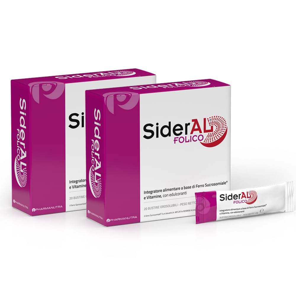 SiderAL Folico, Integratore alimentare con Ferro Sucrosomiale®, Quatrefolic®, Vi