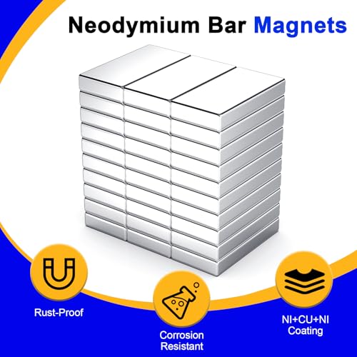 Image of Powerful Neodymium Bar Magnets, 30 Pack Heavy Duty Magnet, 20x10x3 mm | Rare Earth Magnets, Rectangular Magnets, Small Magnet Strong for Fridge, DIY, Garage, Kitchen, Science, Craft, Office