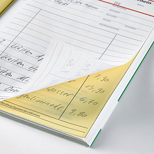 SIGEL KG428 Kassenabrechnung A4, 2x50 Blatt, mit Blaupapier, ultrafeiner Mikroperforation, Für exakte Einnahmen-/Ausgaben-Rechnung mit Ausweis des MwSt.- und Netto-Betrages