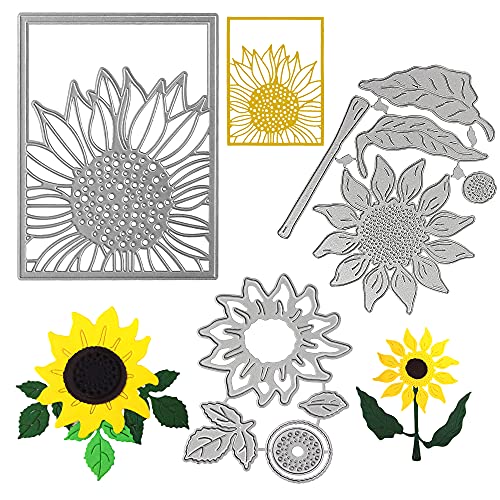3 Sets Sunflower Die Cuts Flower and Leaf Metal Cutting Dies Set for Card Making DIY Embossing Photo Decoration Paper Craft Scrapbooking