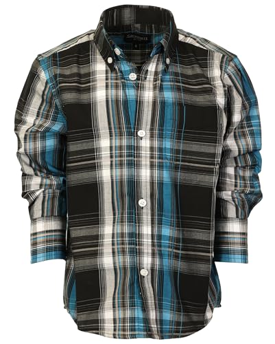 Image of Gioberti Boys Long Sleeve Button Down Plaid Checked Shirt