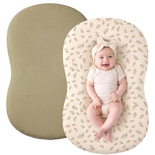 Image of Termichy Muslin Cover for Baby Lounger: Fitted for 30x20 Baby Nest | Breathable Cotton Silpcovers for Infant Support Cushion - Removable & Machine Washable for Clean Spit-up & Drool