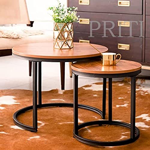 Priti Coffee Table Set: Nesting Side Tables with Chipboard Tops, ...