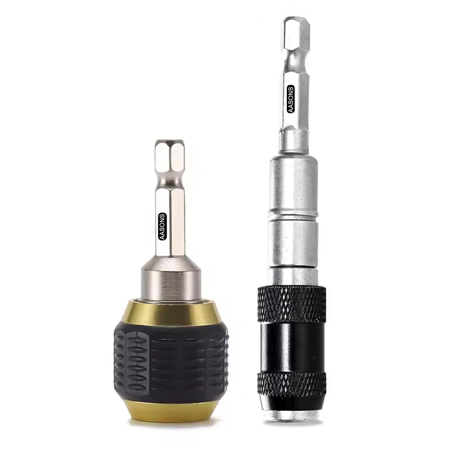 AASONS Self-Locking Quick Release Drill Bit Holder with Angle Adapter- Universal 1/4 Inch Hex Shank Extension for Refined Drilling & Swift Bit Changes-image-3