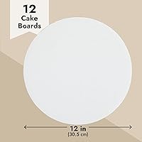 Vista 2 de Juvale Paquete de 12 tablas redondas de 12 pulgadas para tartas – Rondas de cartón de pizza resistentes – Base versátil de casa de pan de jengibre