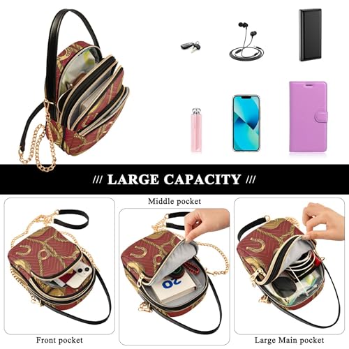 One Shoulder Purse Women Quilted Chain Strap Wallet Phone Purse Aesthetic Zipper Lady Crossbody Bag Vintage Cowboy Hats Brown 6