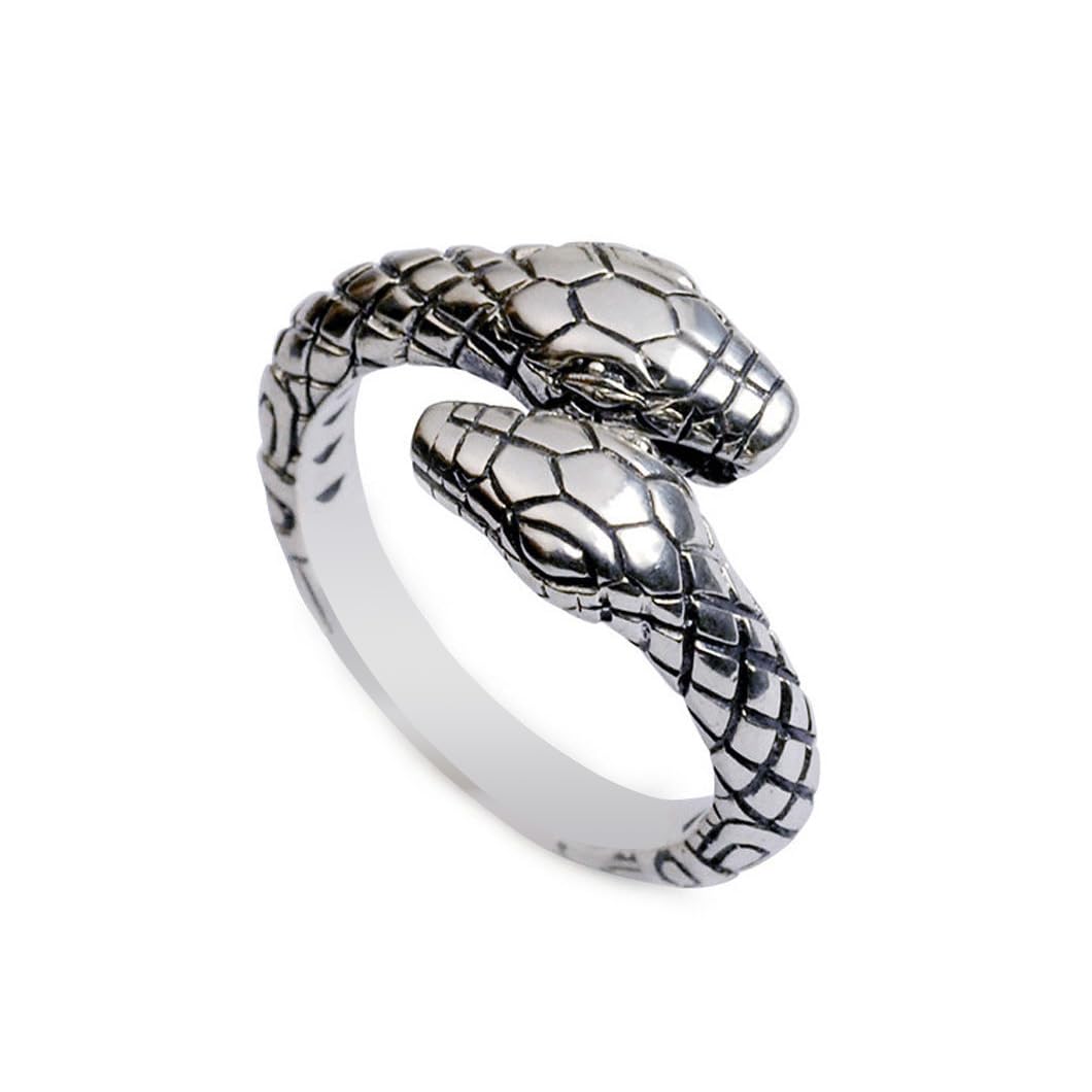 Youery Anillo Serpiente, Anillo Abierto de Acero Inoxidable, Anillo Serpiente de Plata Gótico, Anillo Punk Vintage Animal para Hombres Mujeres