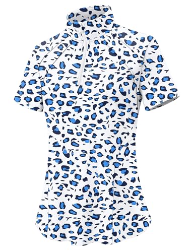 Image of LOMON Womens Golf Polo Shirt Summer Short Sleeve Quarter Zip Outfit