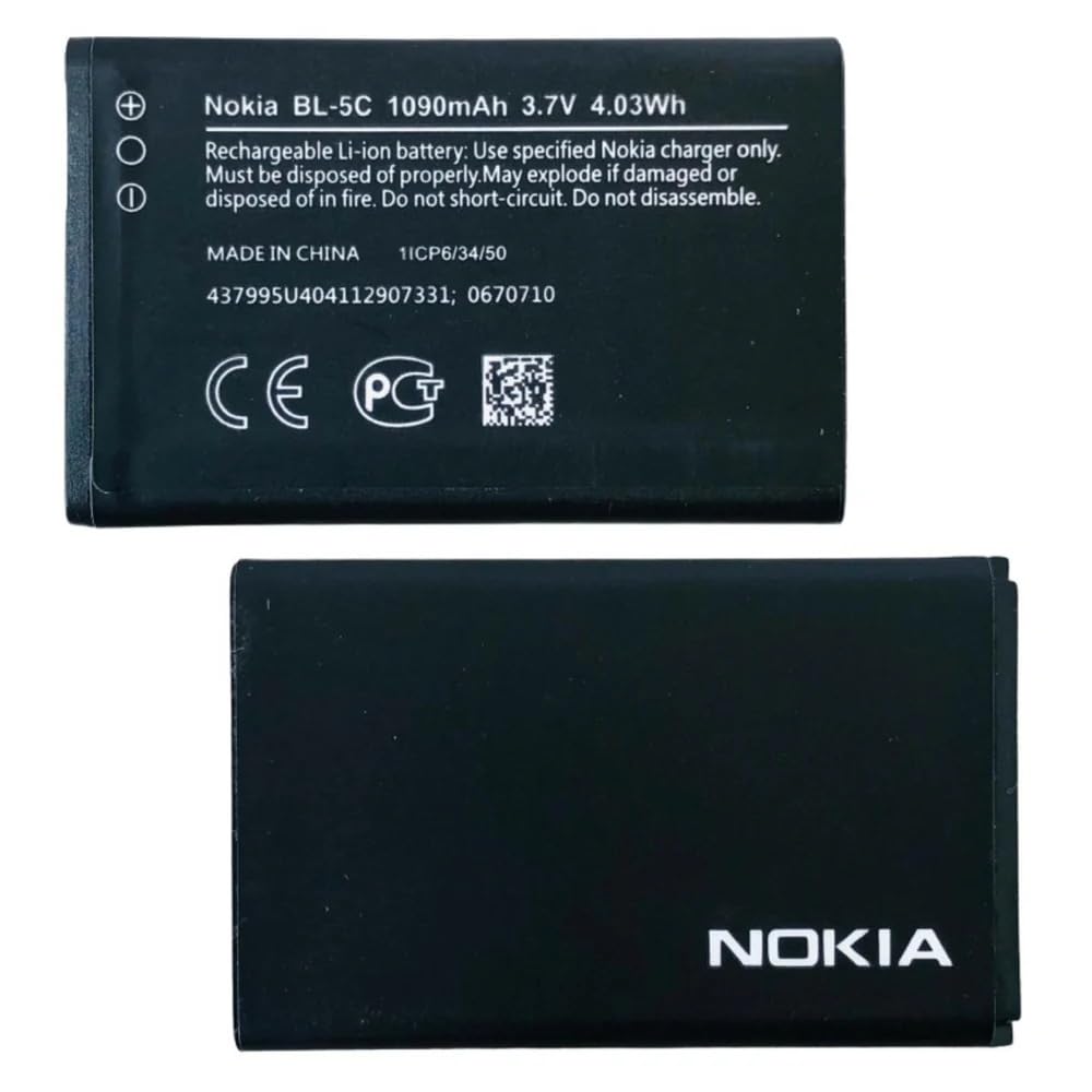 Original BL-5C Battery for Nokia 1100 1101 1110 1110i 1112 1200 1208 1280 1600 1650 2310 2600 2700 3100 3110 3120 5130 6030 6230 6230i E50 E60 N70 N71 N72 Battery with 1 Year Warranty****(P19)