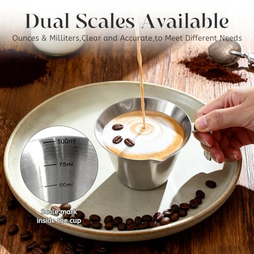 2 Piezas Vasos Medidores de Espresso de Acero Inoxidable miniatura 5