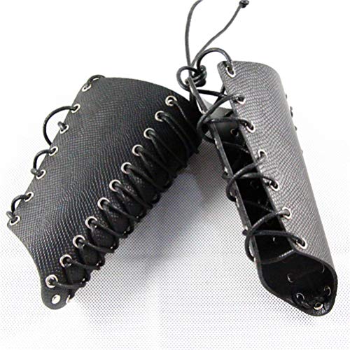 Amosfun Protetor de braço de couro punk pulseira de pulso vintage tecelagem para cosplay fantasia de