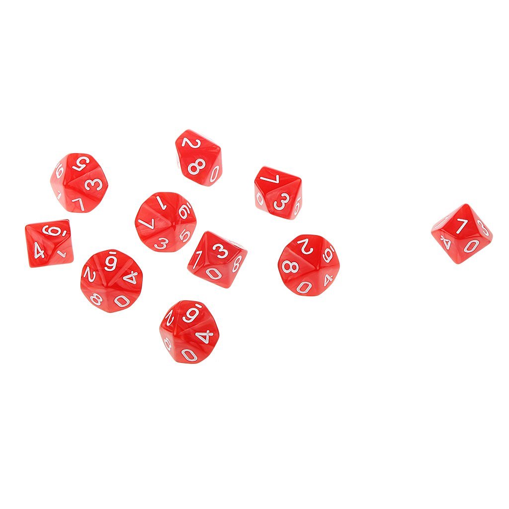 Milageto 10 Dados Poliédricos D10 De 16mm – Set De Dados De 10 Caras En Negro Para Juegos De Mesa Y Rol (Dungeons & Dragons)