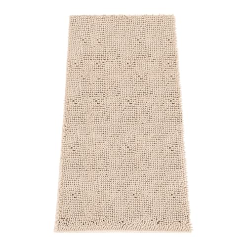 Image of Absorbent Dog Door Mat for Muddy Paws, 60 inch x 24 inch Chenille Indoor Mats for Entryway, Trap Dirt Front Door Mat Indoor Entrance Washable Non Slip Soft Beige