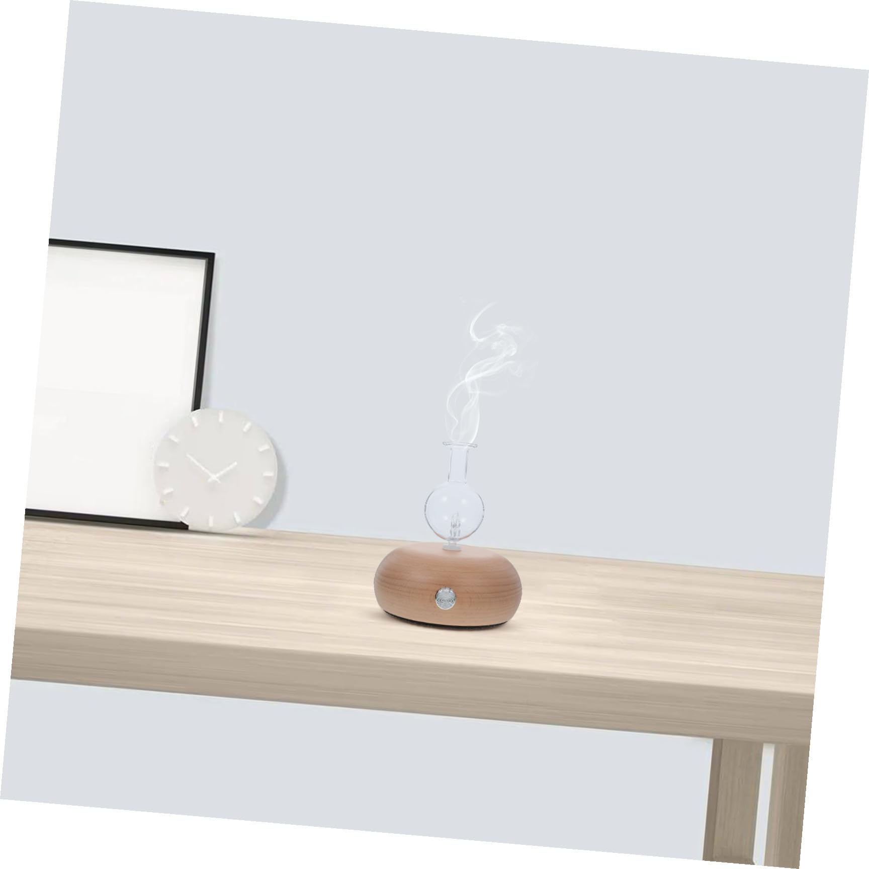 Vaguelly Difusor de Aromaterapia con Base de Madera y Botella de Vidrio, Ajustable para Mejorar Calidad de Aire en Sala y Oficina, 6w Varios Estilos