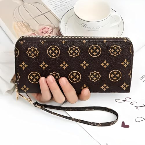 Card Wallets for Women Ladies Credit Card Holder RFID Blocking Small Card Holder Zipper Wallet Leather Coin Purse (Starry Coffee)3