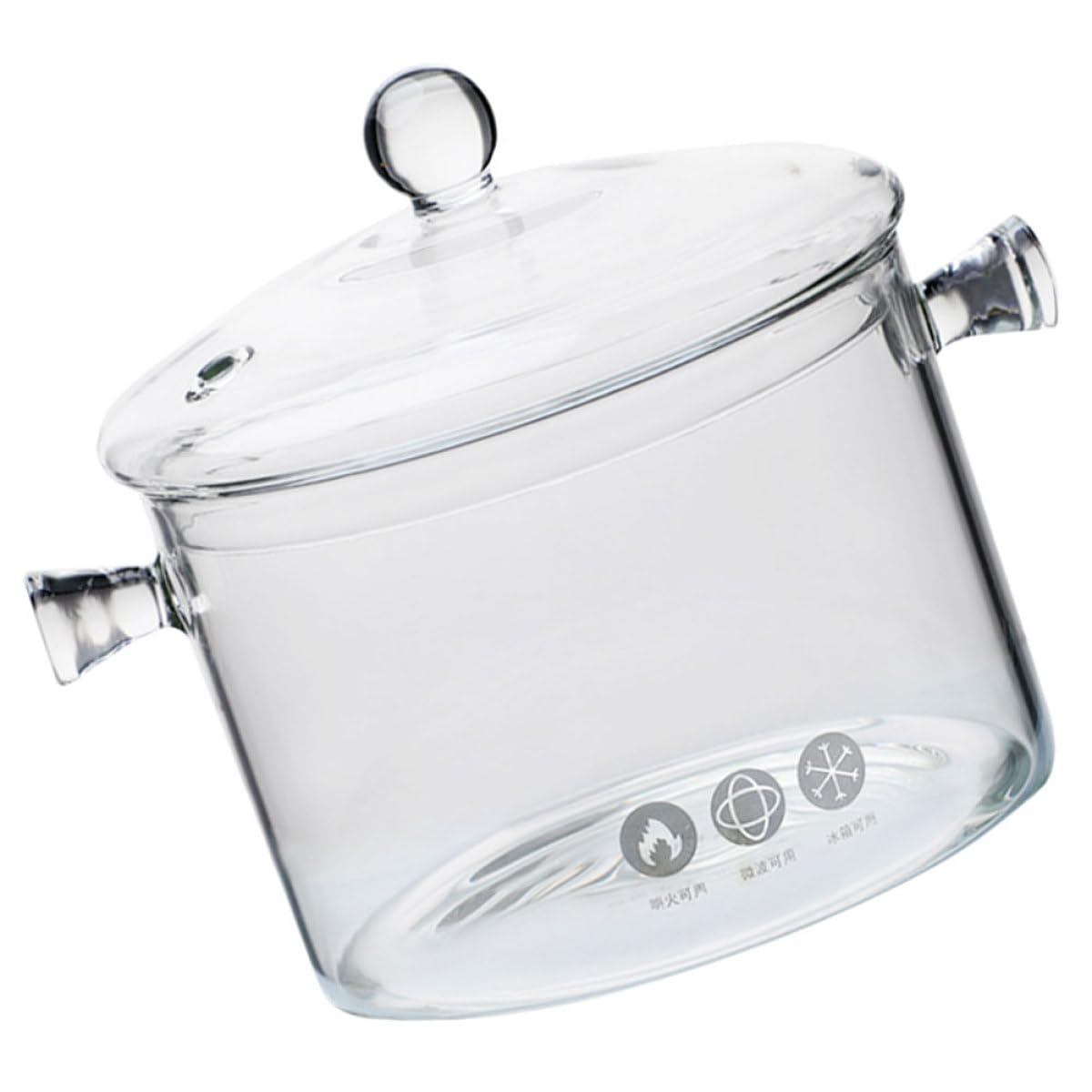 Olla de vidrio borosilicato de 1500ml con tapa resistente para cocina